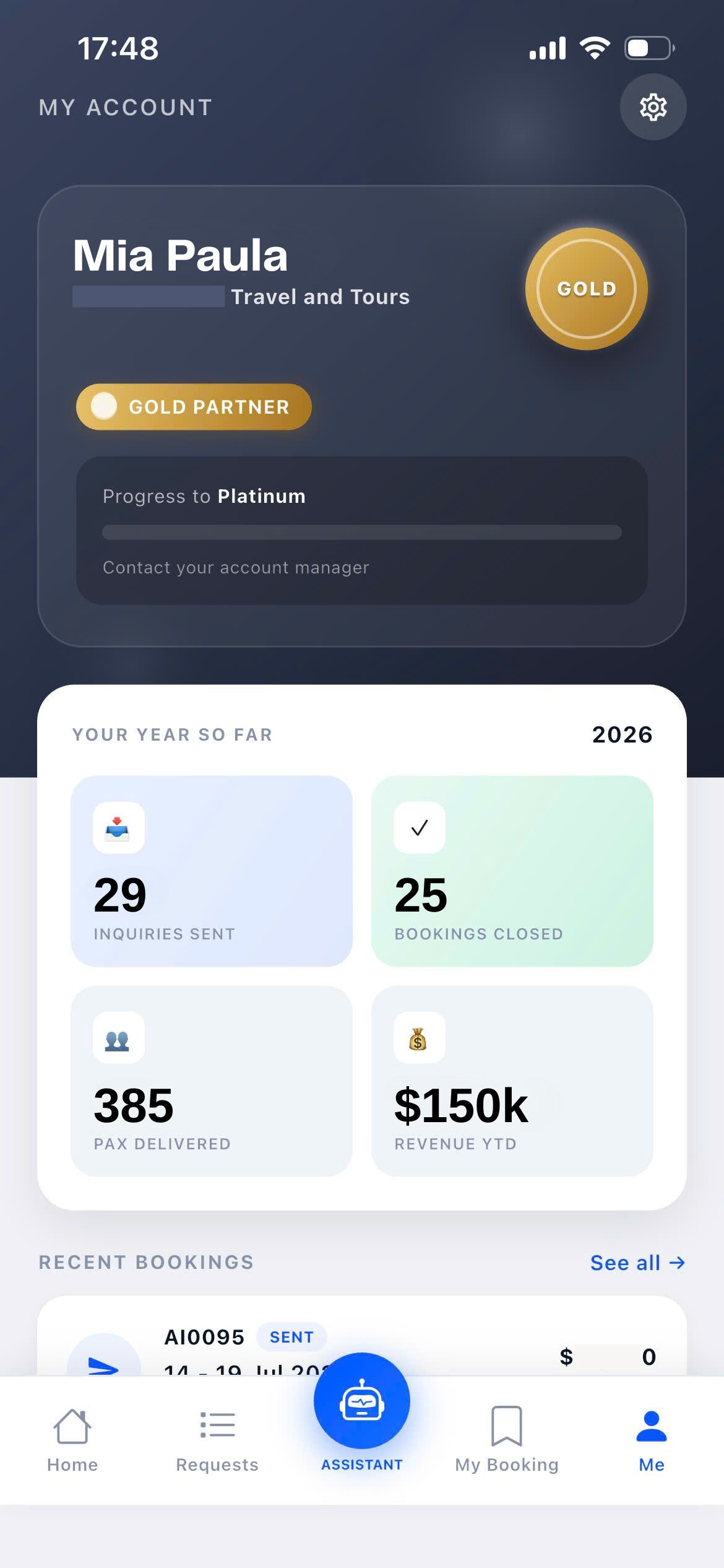 Dong DMC Agent App — dashboard tier và thống kê