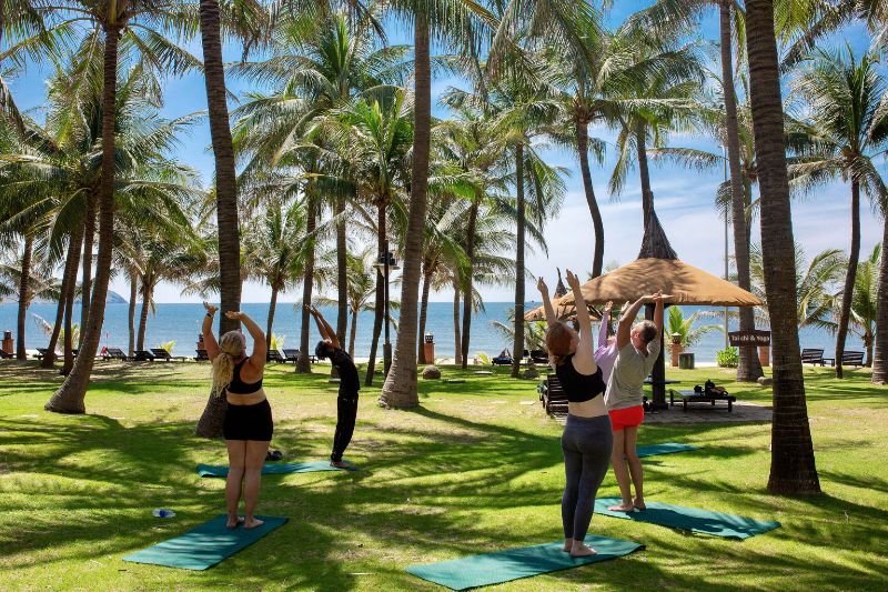 Morning yoga and tai chi at Pandanus Resort