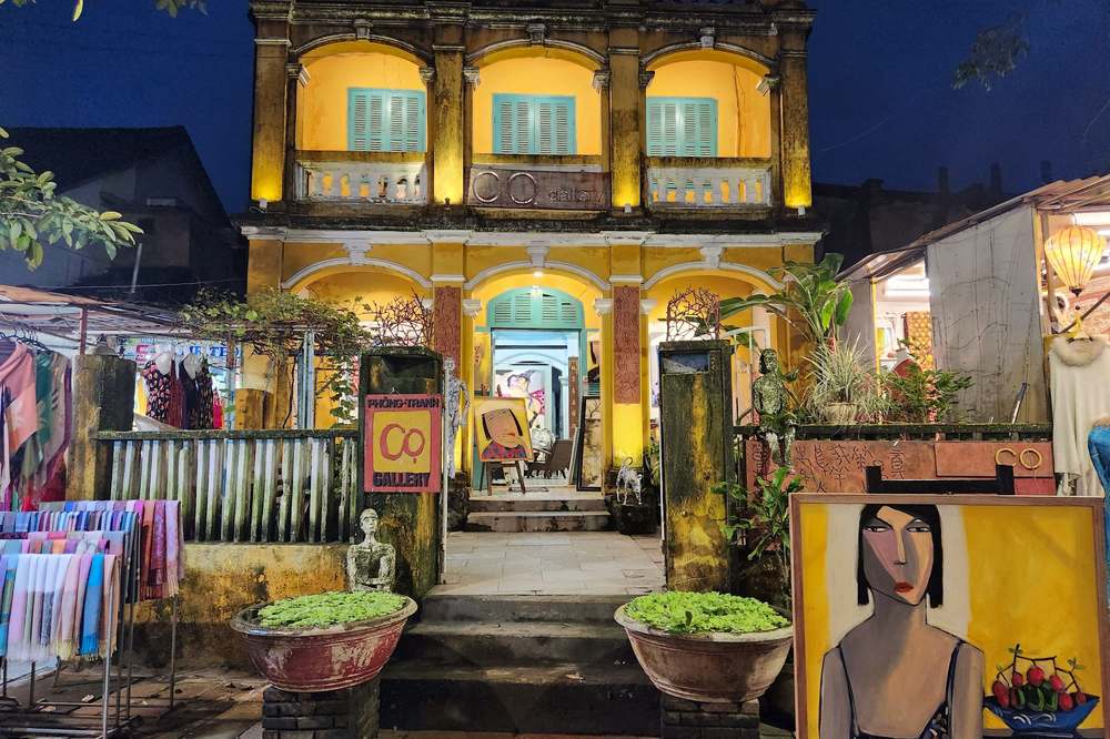 Yellow shophouse in Hoi An Old Town at night