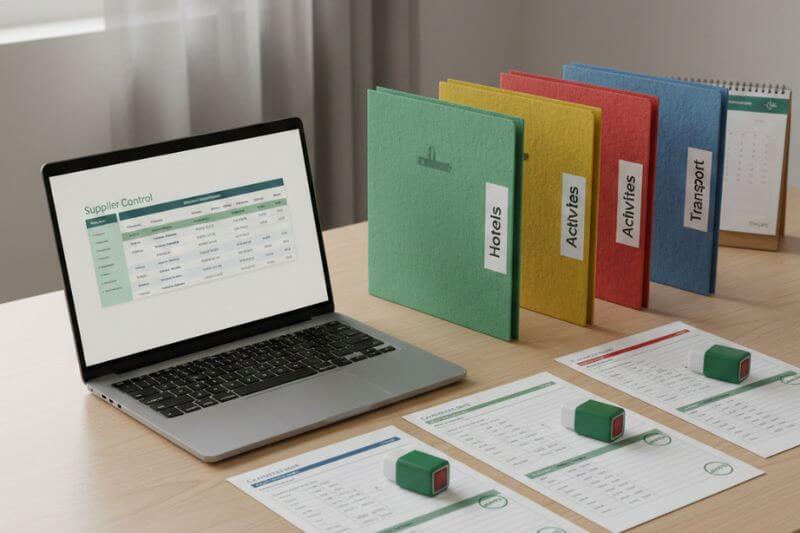 Contract authority and control points placeholder graphic for Vietnam travel programs (flights, hotels, activities, transport)