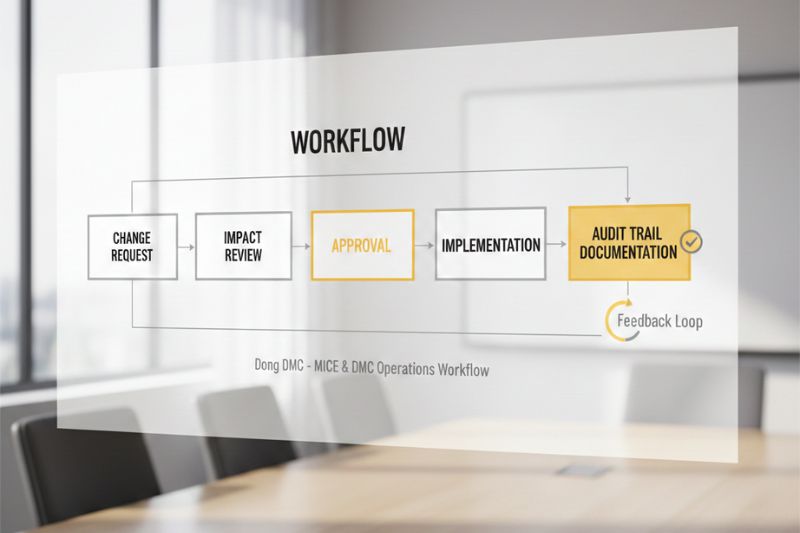 Placeholder workflow diagram for change control, approvals, and audit trail documentation in Vietnam group programs