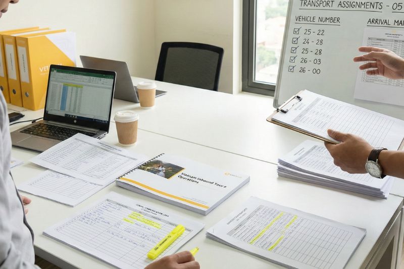 Conceptual command structure for Vietnam inbound group operations showing agency communication lead and DMC on-ground operational lead