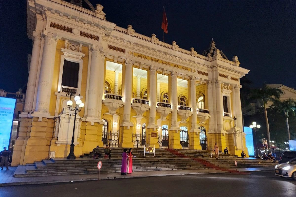 Hanoi Opera House lit at night