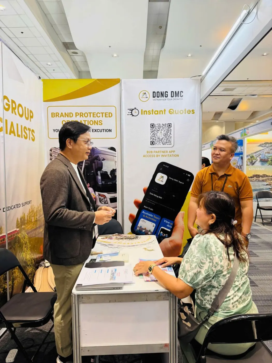 Dong DMC booth meeting Philippine travel agents at a PTAA travel expo in Manila
