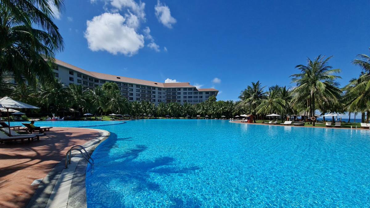 Large lagoon pool at a beachfront resort, Phu Quoc