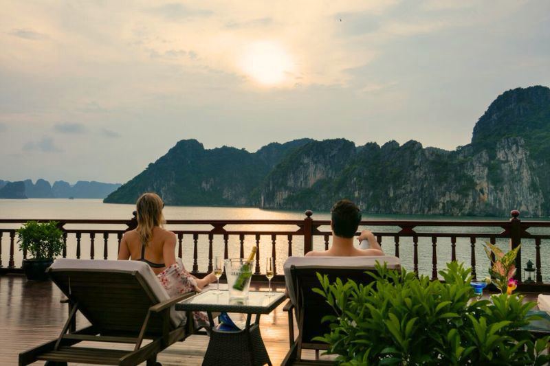 Ha Long Bay from a cruise deck on the North Vietnam Heritage Circuit