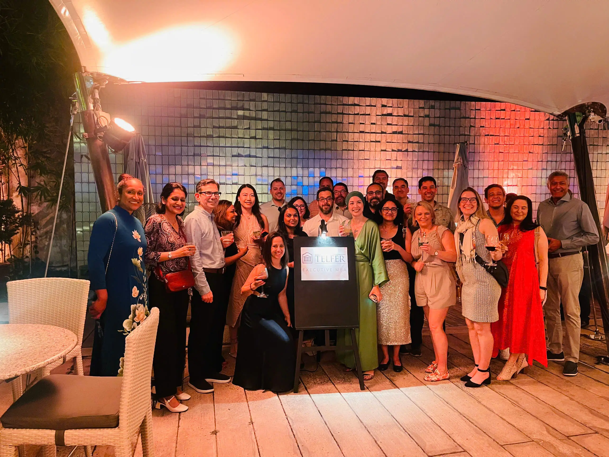 University MBA delegation at a group dinner in Vietnam